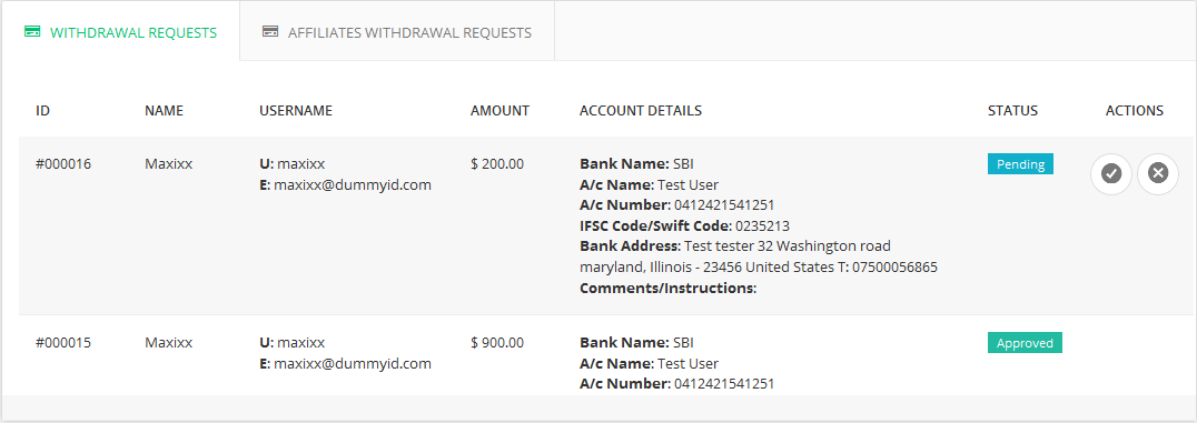 withdrawal requests