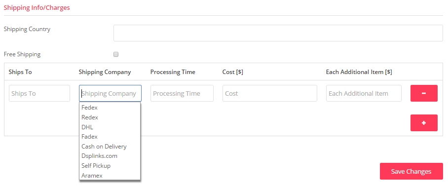 Shipping Charges