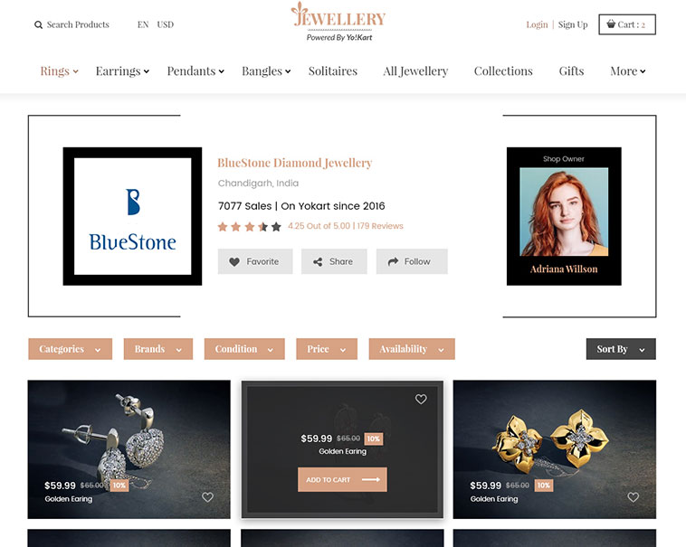 Jewelry marketplace website design