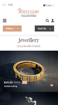 Jewelry multi-vendor website mobile design