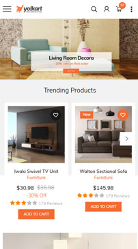 Furniture website mobile design