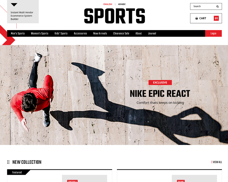 Sports multi-vendor website design