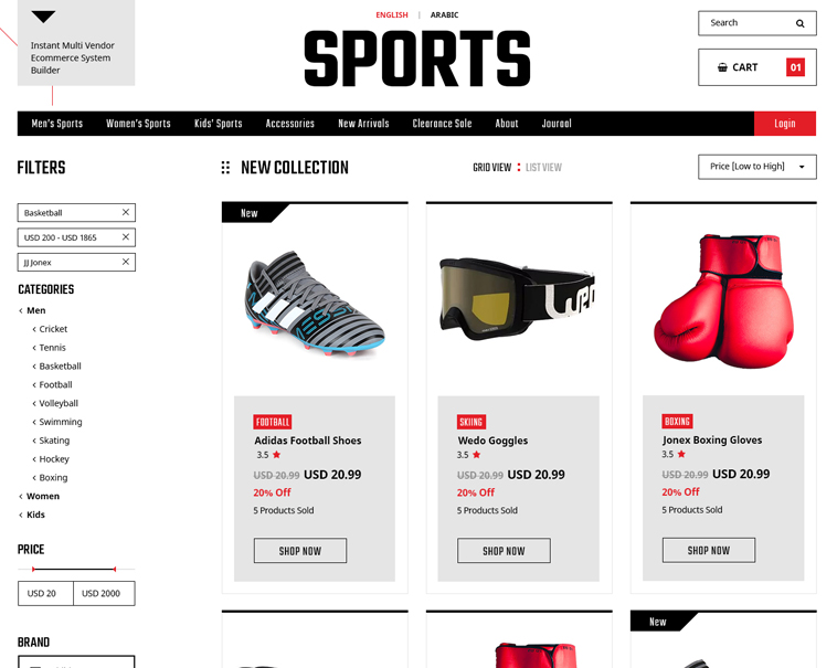 Sports marketplace website