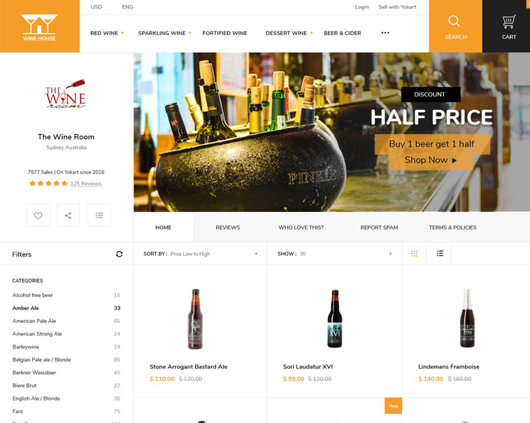 Liquor marketplace custom design